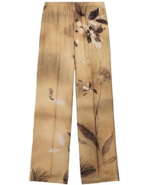 Momoní Mynstur Jacquard-Knit Straight Pants - Natural