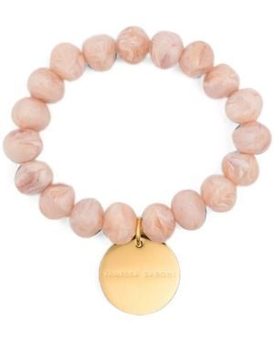 Vanessa Baroni Mini Logo-Pendant Beaded Bracelet - Pink