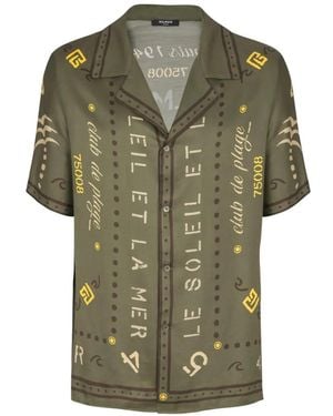 Balmain Short-Sleeve Patterned Shirt - Green