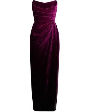 Elie Saab Velvet Midi Dress - Purple
