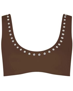 Let's Swim Top Bikini Con Borchie - Marrone