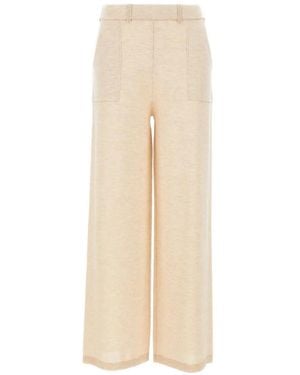 Kangra Ribbed-Edge Palazzo Pants - White