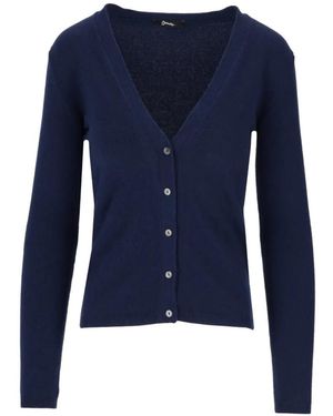 LA ROSE V-Neck Button-Up Cardigan - Blue