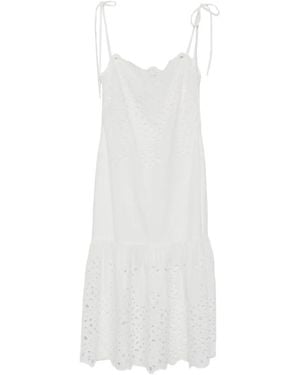 Moschino Broderie-Anglaise Tie-Strap Dress - White