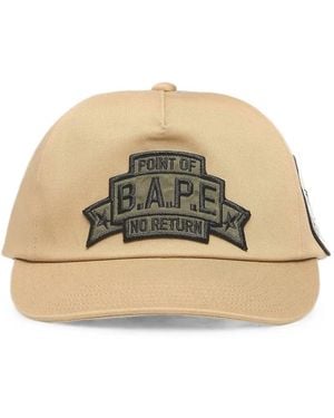 A Bathing Ape Logo-Patch Baseball Cap - Natural