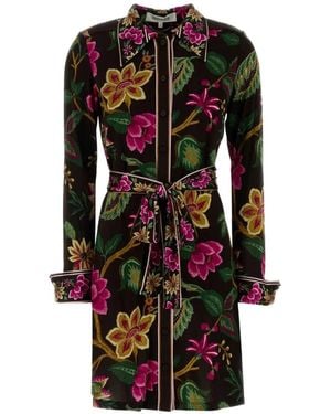 Diane von Furstenberg Chemisier Corto Diane A Fiori - Nero