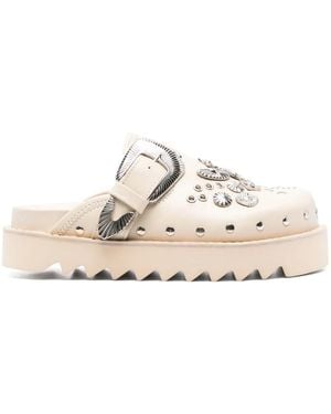 Toga Eyelet-Metal Mules - White