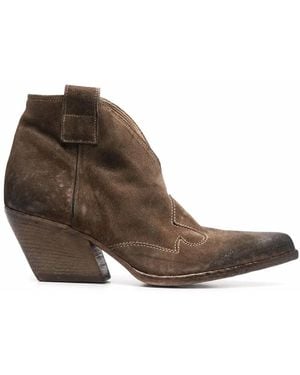 Elena Iachi Western-Style Suede Boots - Brown