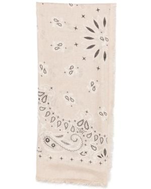 MC2 Saint Barth Foulard Maxi Bandana-Print Frayed Scarf - White