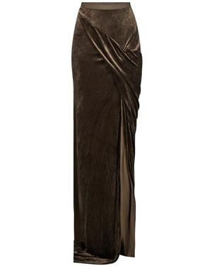 Rick Owens Shailee Draped Velvet Maxi Skirt - Brown