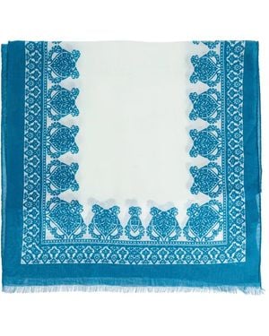 Etro Fringed Patterned Scarf - Blue
