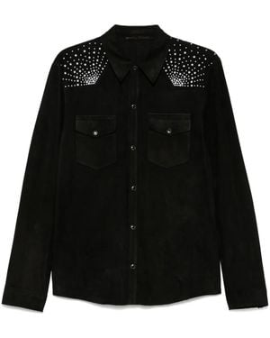 Salvatore Santoro Leather Overshirt - Black