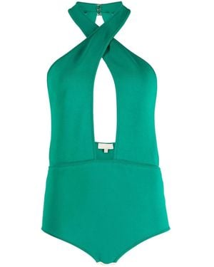 Elie Saab Halter Keyhole Body Suit - Green