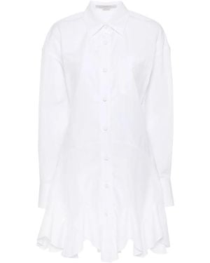 Stella McCartney Logo-Embroidered Poplin Mini Dress - White