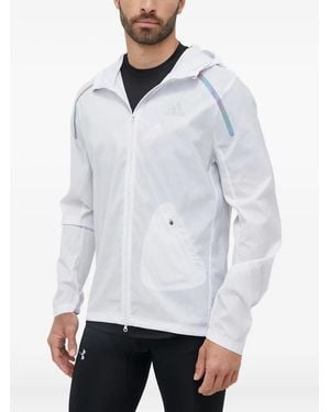adidas Reflective-Stripe Hooded Jacket - White