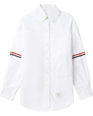 Thom Browne Camisa Oxford Oversize Con Brazalete - Blanco