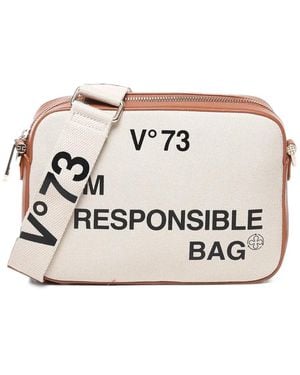 V73 Responsability Logo-Print Shoulder Bag - Natural