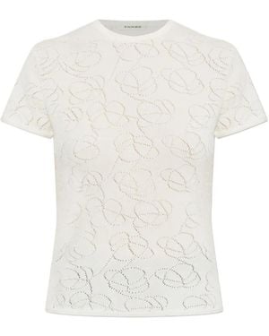 By Malene Birger Brit Pointelle-Knit T-Shirt - White