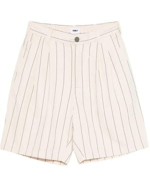 Obey Pinstripe-Pattern Pleated Shorts - White