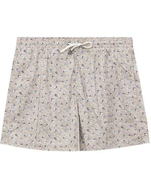 Canali Sailboat-Print Swim Trunks - White