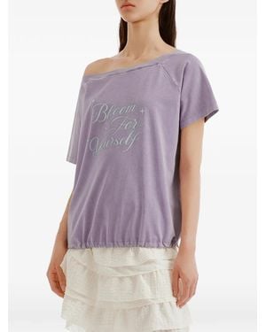 B+ AB Drawstring-Hem T-Shirt - Purple