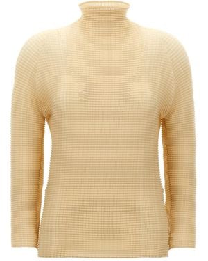 Issey Miyake Oberteil Mit Stehkragen - Natur