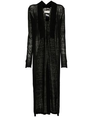 Isabel Benenato Semi-Sheer Knited Maxi Dress - Black