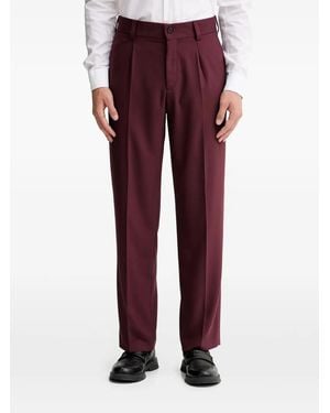 HUGO Pleated Button-Fastening Trousers - Red