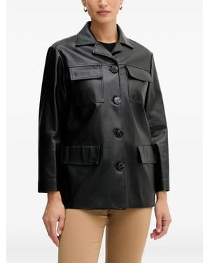 Sisley Pocketed Buttoned Shirt Jacket - Black