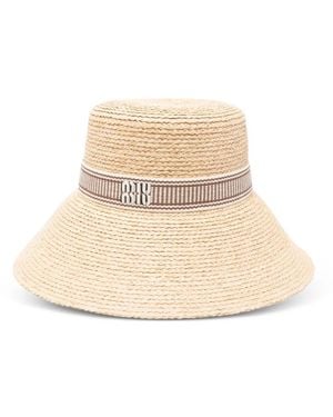Miu Miu Ribbon Straw Hat - Natural
