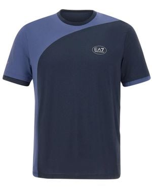 EA7 Colour-Block Logo T-Shirt - Blue