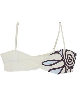 Cala De La Cruz Lilo Gathered Sweetheart-Neck Bikini Top - White