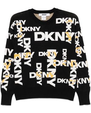 DKNY Jacquard Logo Knitted Jumper - Black