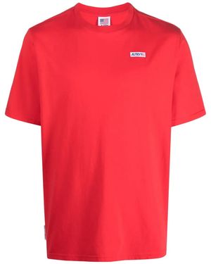 Autry Logo-Print Cotton T-Shirt - Red