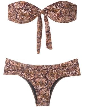 Isolda Borakay Printed Bandeau Bikini Set - Brown