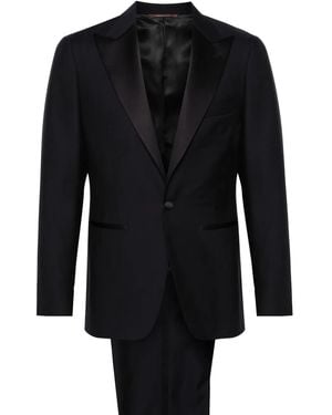 Canali Single-Breasted Wool Suit - Black