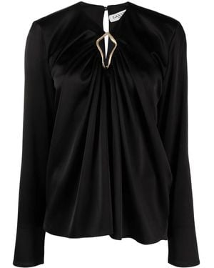 Lanvin Draped Long-Sleeved Blouse - Black