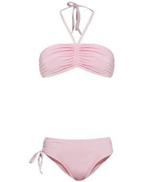 Balmain Ruched Halterneck Bikini - Pink