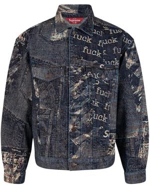 Supreme Archive Jeansjacke Mit Jacquardmuster - Blau