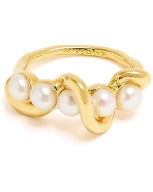 Courreges Anello Con Perle Sintetiche - Metallizzato