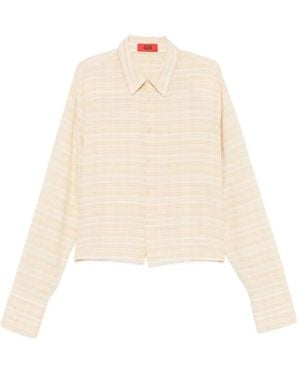424 Horizontal-Stripe Button-Up Shirt - Natural