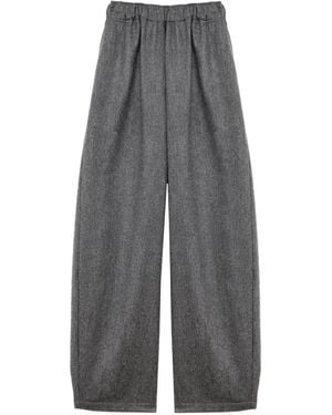 Thelatest Dora Drawstring Elasticated-Waist Trousers - Grey