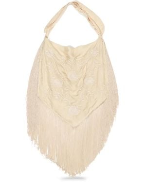 Bimba Y Lola Bestickte Schultertasche - Weiß