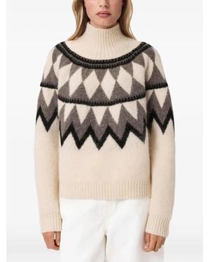 AllSaints Tara Geometric-Pattern Jumper - Natural