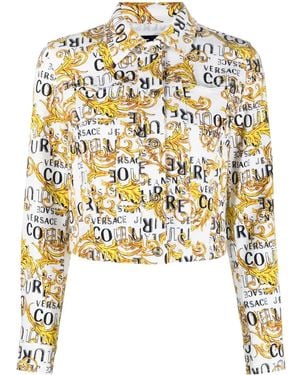 Versace Jeans Couture Logo-Print Cropped Jacket - Metallic