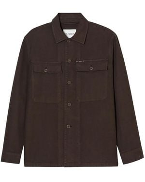 Closed Button-Up Shirt Jacket - Brown
