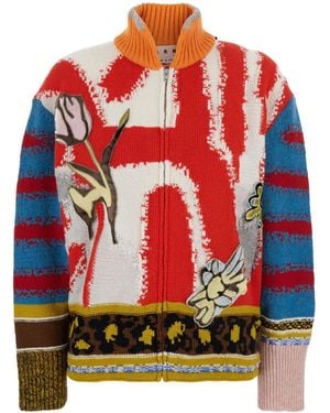 Marni Cardigan im Patchwork-Look - Rot