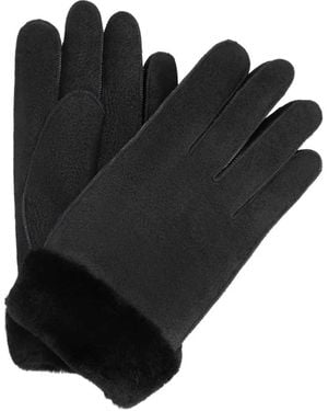 Parajumpers Guantes De Cuero Gindal Con Ribete De Pelo De Borrego - Negro