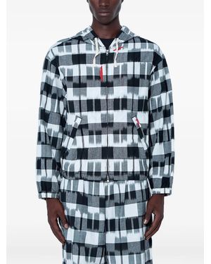 NOMARHYTHM Grid-Pattern Zip-Up Hoodie - Blue