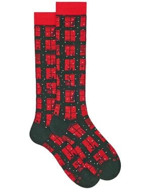 Gallo Christmas-Patterned Socks - Red